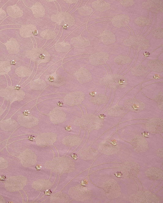 Pink Tissue Lurex Kurta Set with Pearl & Cutdana Embroidery