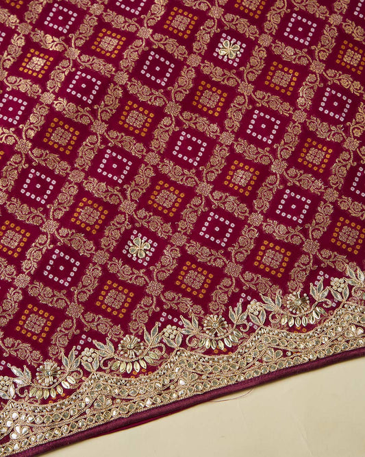 Grape Wine Georgette Kurta Set with Gota & Pearl Work