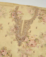 Pale Yellow Silk Organza Kurta Set with Dori & Zardozi Work
