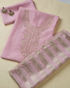 Pink Chanderi Kurta Set with Sequin, Cutdana & Pearl Work