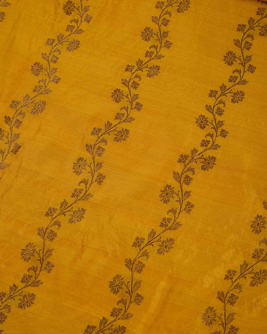 Mustard Tussar Silk Handwoven Kurta Set with Dupatta