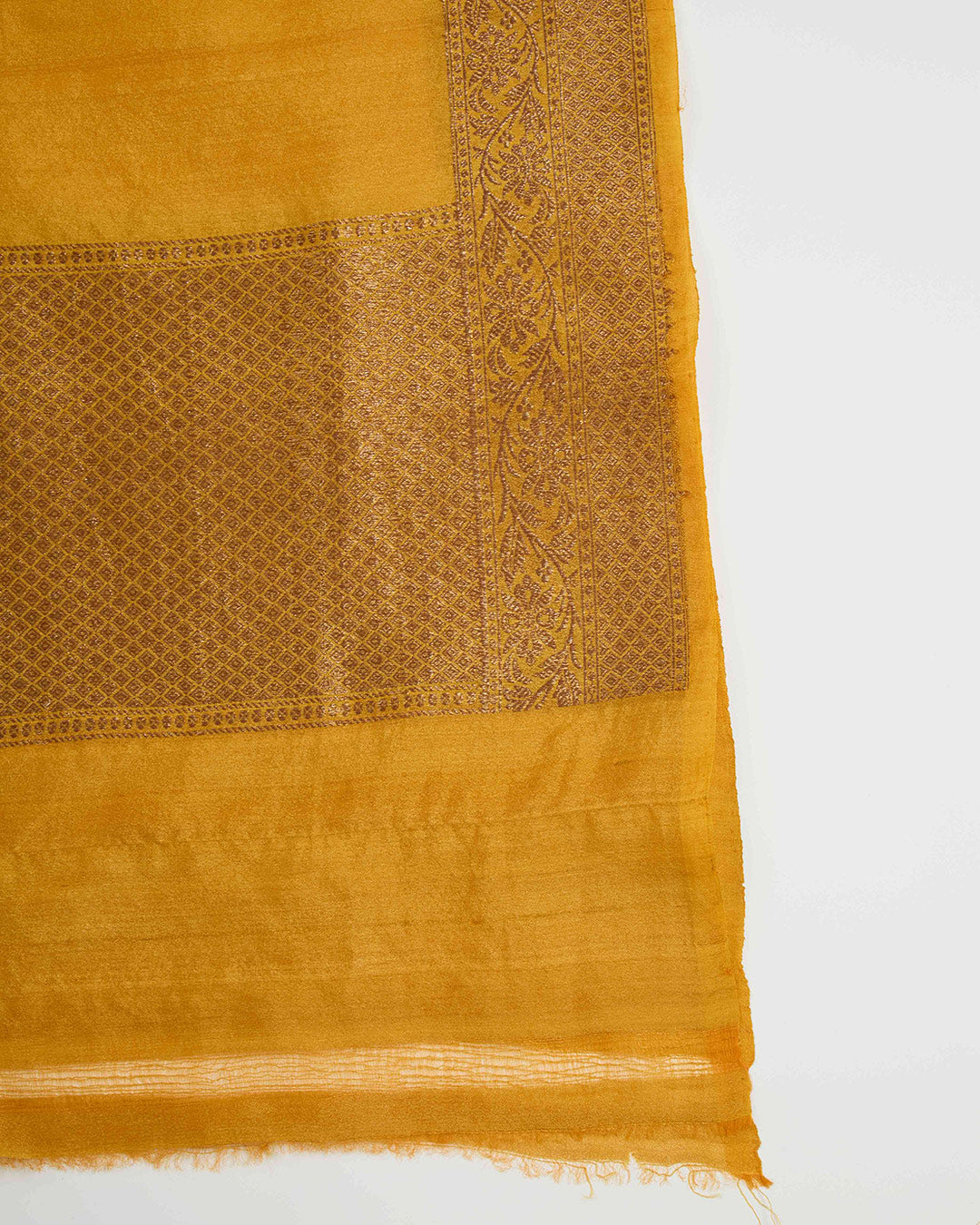Mustard Tussar Silk Handwoven Kurta Set with Dupatta