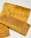 Mustard Tussar Silk Handwoven Kurta Set with Dupatta