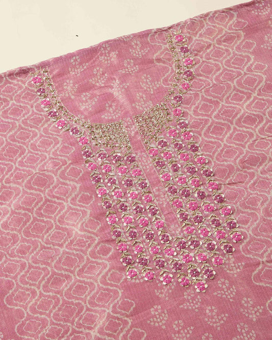 Lilac Tissue Kota Kurta Set with Zardozi & Resham Work