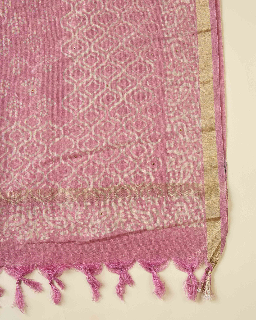 Lilac Tissue Kota Kurta Set with Zardozi & Resham Work
