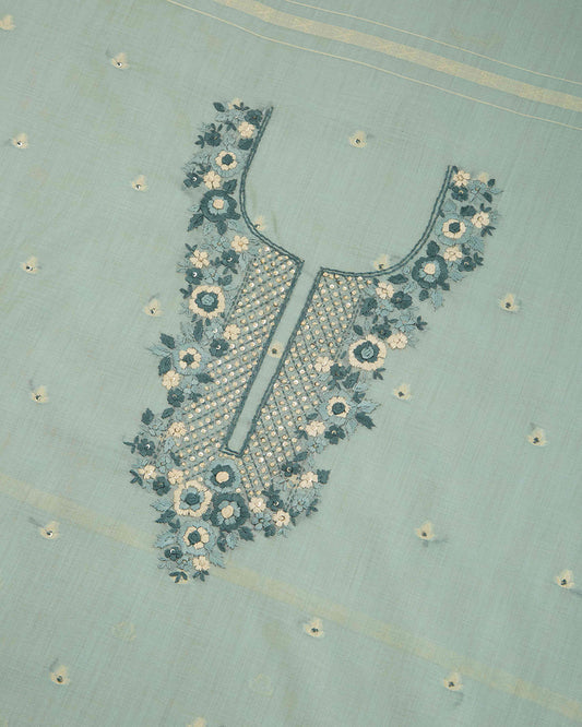 Blue Chanderi Weave Kurta Set with Sequin & Thread Work