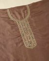 Brown Art Dupion Kurta Set with Zardozi & Gota Embroidery