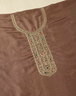 Brown Art Dupion Kurta Set with Zardozi & Gota Embroidery