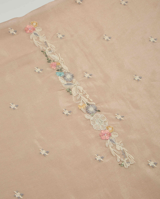 Dusty Peach Tissue Kurta Set with Zari & Resham Embroidery