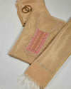 Beige Tissue Kota Kurta Set with Zardozi & Cut-Dana Work