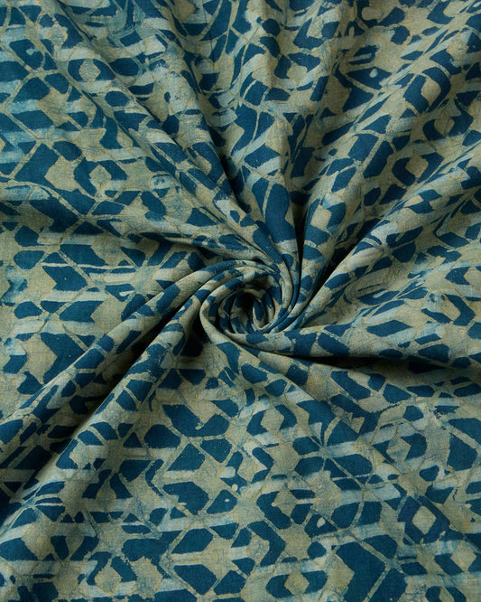 Indigo Maheshwari Ajrak Kurta Set with Dori & Pearl Work