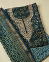 Indigo Maheshwari Ajrak Kurta Set with Dori & Pearl Work