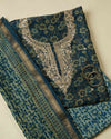 Indigo Maheshwari Ajrak Kurta Set with Dori & Pearl Work