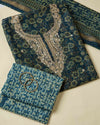 Indigo Maheshwari Ajrak Kurta Set with Dori & Pearl Work