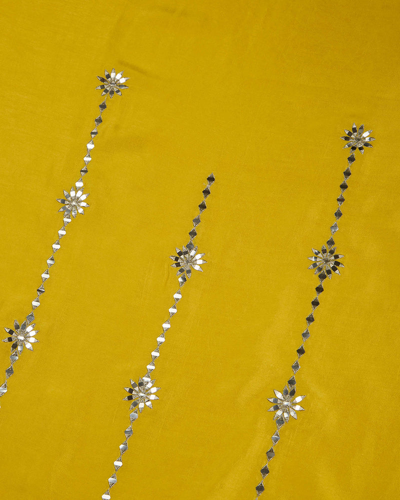 Bright Yellow Art Dupion Kurta Set with Aabla & Gota Work