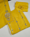 Bright Yellow Art Dupion Kurta Set with Aabla & Gota Work