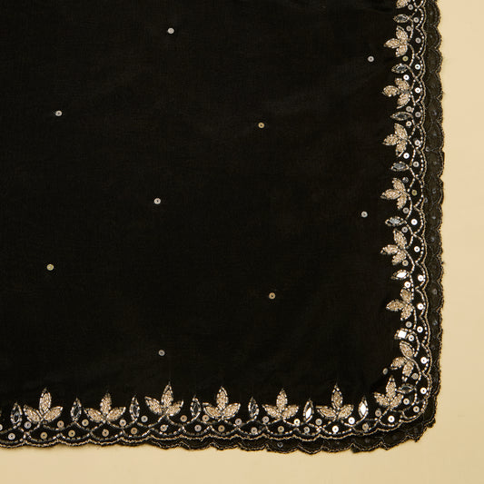 Black Viscose Crepe Kurta with Cutdana Work