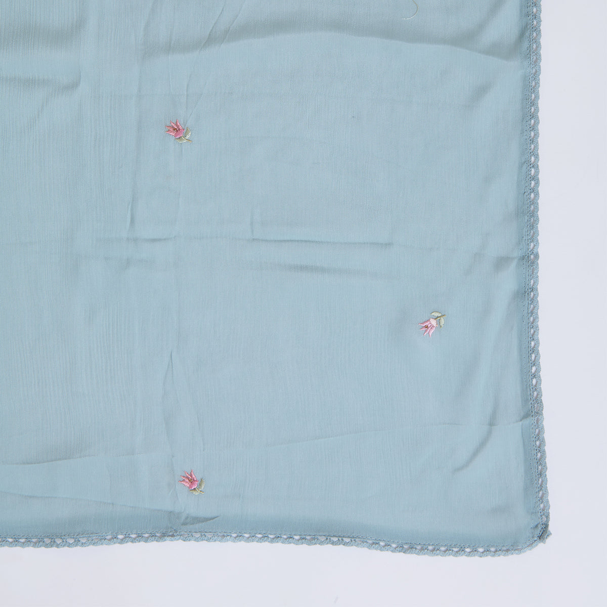 Bluish Grey Viscose Crepe Thread Embroidered Kurta Set