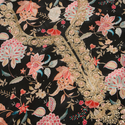 Black Viscose Crepe Embroidered Suit with Dupatta 