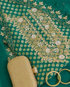 Bottle Green Viscose Georgette Kurta Set with Zardosi & Mirror Embroidery