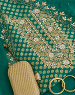Bottle Green Viscose Georgette Kurta Set with Zardosi & Mirror Embroidery