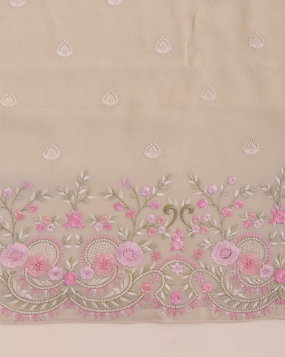 Beige Viscose Georgette Suit with Resham Embroidery & Georgette Dupatta