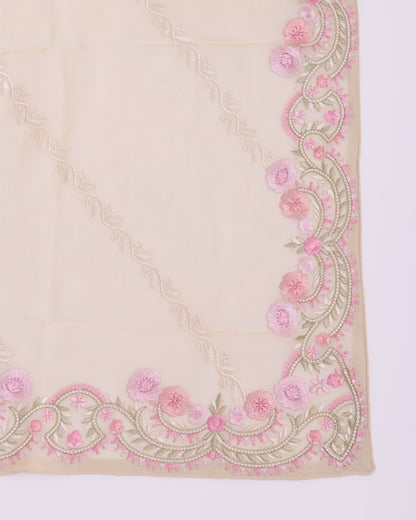 Beige Viscose Georgette Suit with Resham Embroidery & Georgette Dupatta