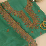 Chutney Green Viscose Crepe Thread Embroidered Suit