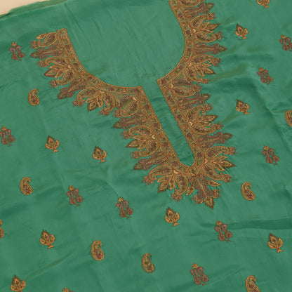 Chutney Green Viscose Crepe Thread Embroidered Suit