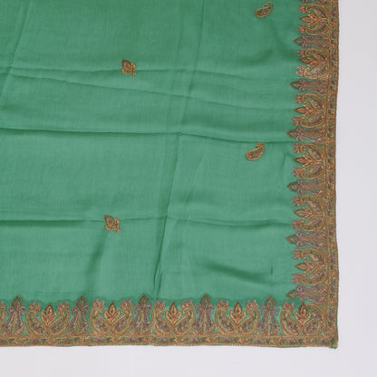 Chutney Green Viscose Crepe Thread Embroidered Suit