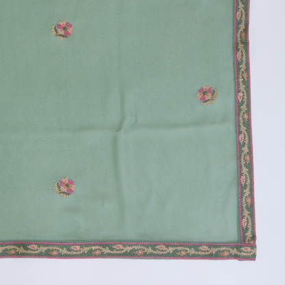 Dusty Green Viscose Crepe Cross-Stitch Embroidered Kurta Set