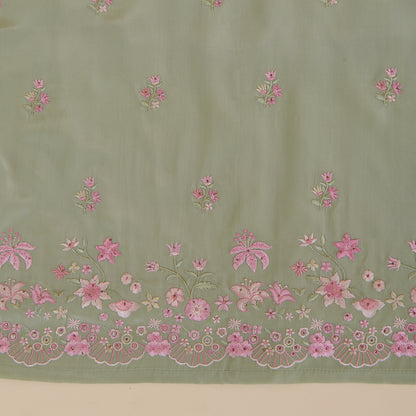 Dusty Green Viscose Crepe Thread Embroidered Kurta