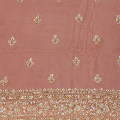 Dusty Peach Viscose Crepe Zardozi Embroidered Suit Set