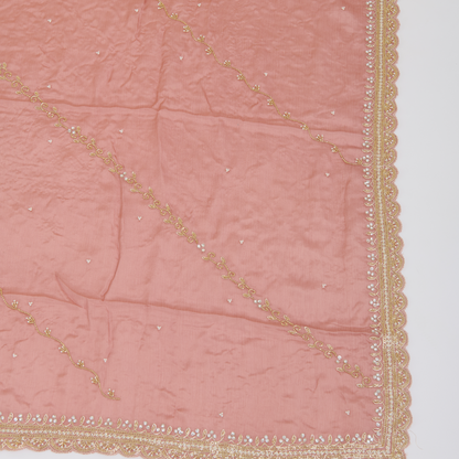 Dusty Peach Viscose Crepe Zardozi Embroidered Suit Set