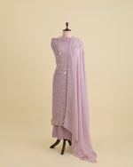 Dusty Mauve Viscose Crepe Kurta Set with Cutdana & Sequin Work