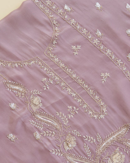 Dusty Mauve Viscose Crepe Kurta Set with Cutdana & Sequin Work