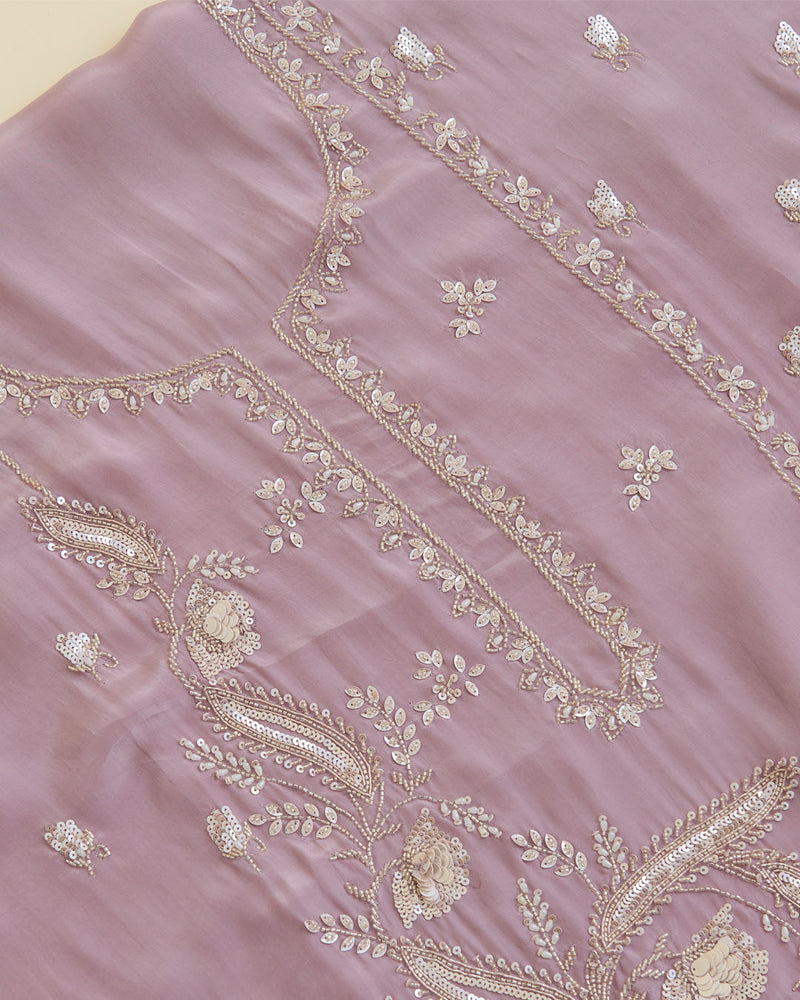 Dusty Mauve Viscose Crepe Kurta Set with Cutdana & Sequin Work