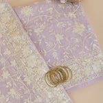 Lilac Viscose Crepe Parsi Jaal Embroidered Kurta with Dupatta
