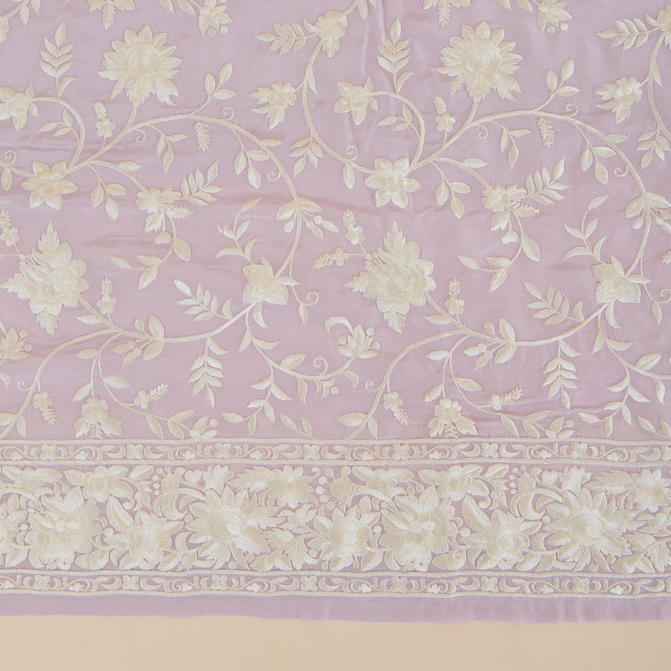 Lilac Viscose Crepe Parsi Jaal Embroidered Kurta with Dupatta