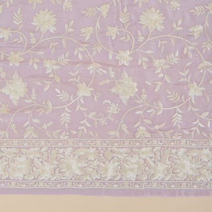 Lilac Viscose Crepe Parsi Jaal Embroidered Kurta with Dupatta