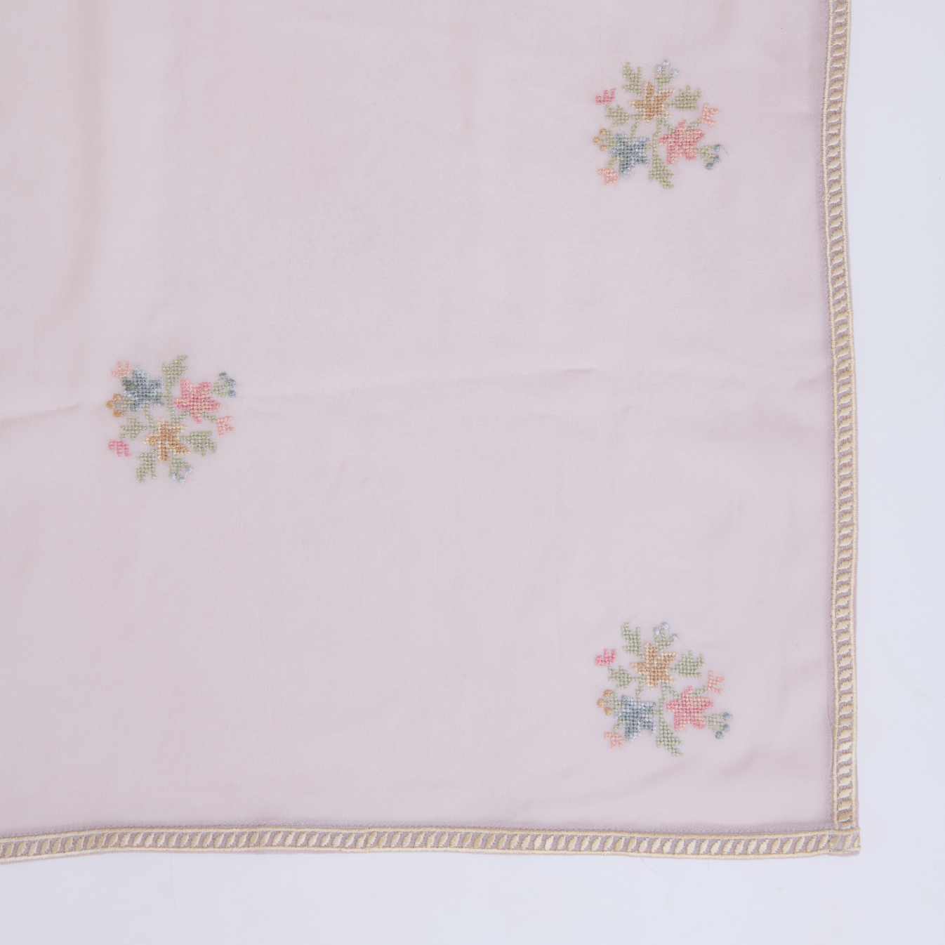 Misty Lilac Grey Viscose Crepe Parsi Embroidered Suit