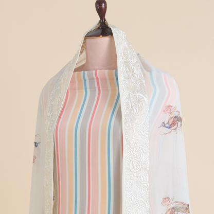 Multicolour Viscose Crepe Parsi Embroidered Kurta Set