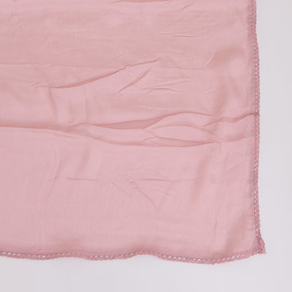Onion Pink Viscose Crepe Thread Embroidered Suit with Chinnon Dupatta