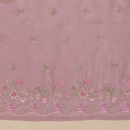 Onion Pink Viscose Crepe Thread Embroidered Buti Kurta