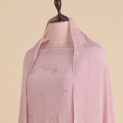 Onion Pink Viscose Crepe Thread Embroidered Buti Kurta