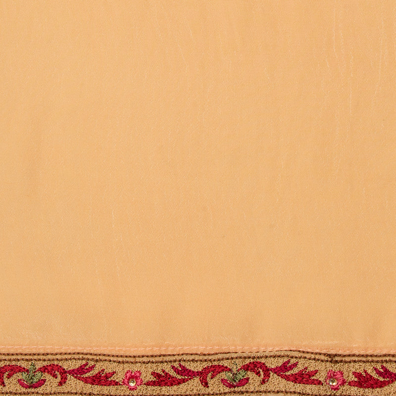 Peach Viscose Crepe Kurta Set with Kashmiri & Stone Embroidery