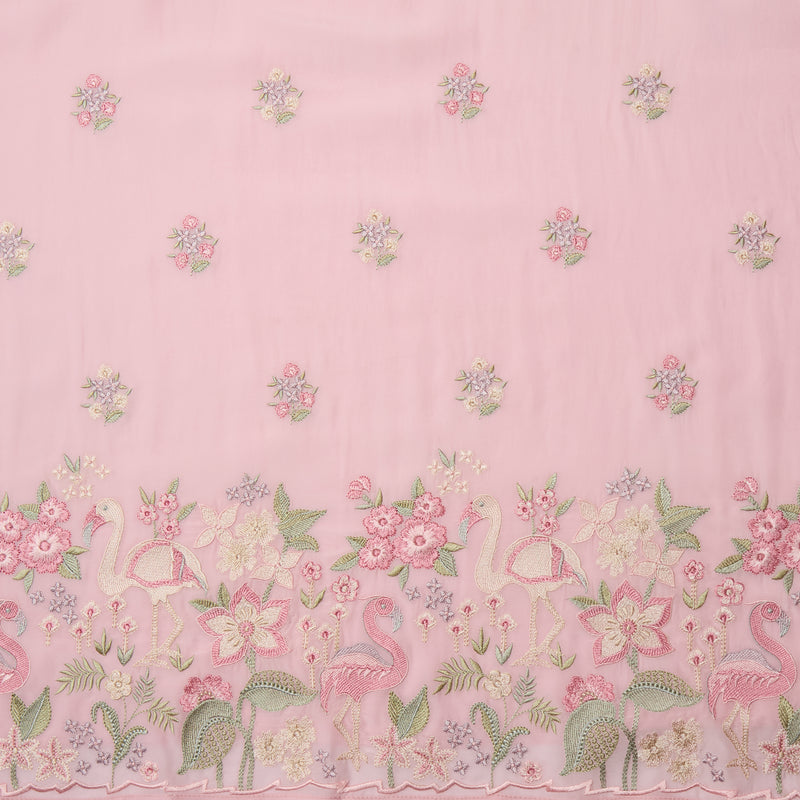 Rose Pink Viscose Crepe Suit with Resham Embroidery