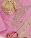 Rose Pink Organza Kurta with Zardozi & Sequin Embroidery and Organza Dupatta
