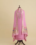 Rose Pink Organza Kurta with Zardozi & Sequin Embroidery and Organza Dupatta