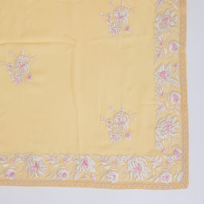 Yellow Gold Parsi Embroidered Viscose Crepe Suit Set